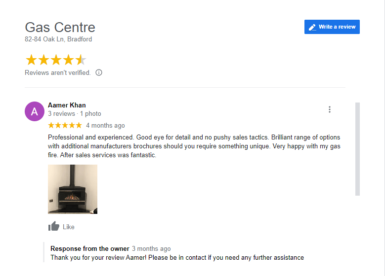 Screenshot of Google Reviews